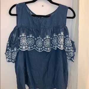 Cold shoulder blue top
